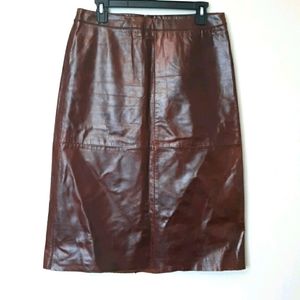 GAP dark cognac brown leather skirt size 10